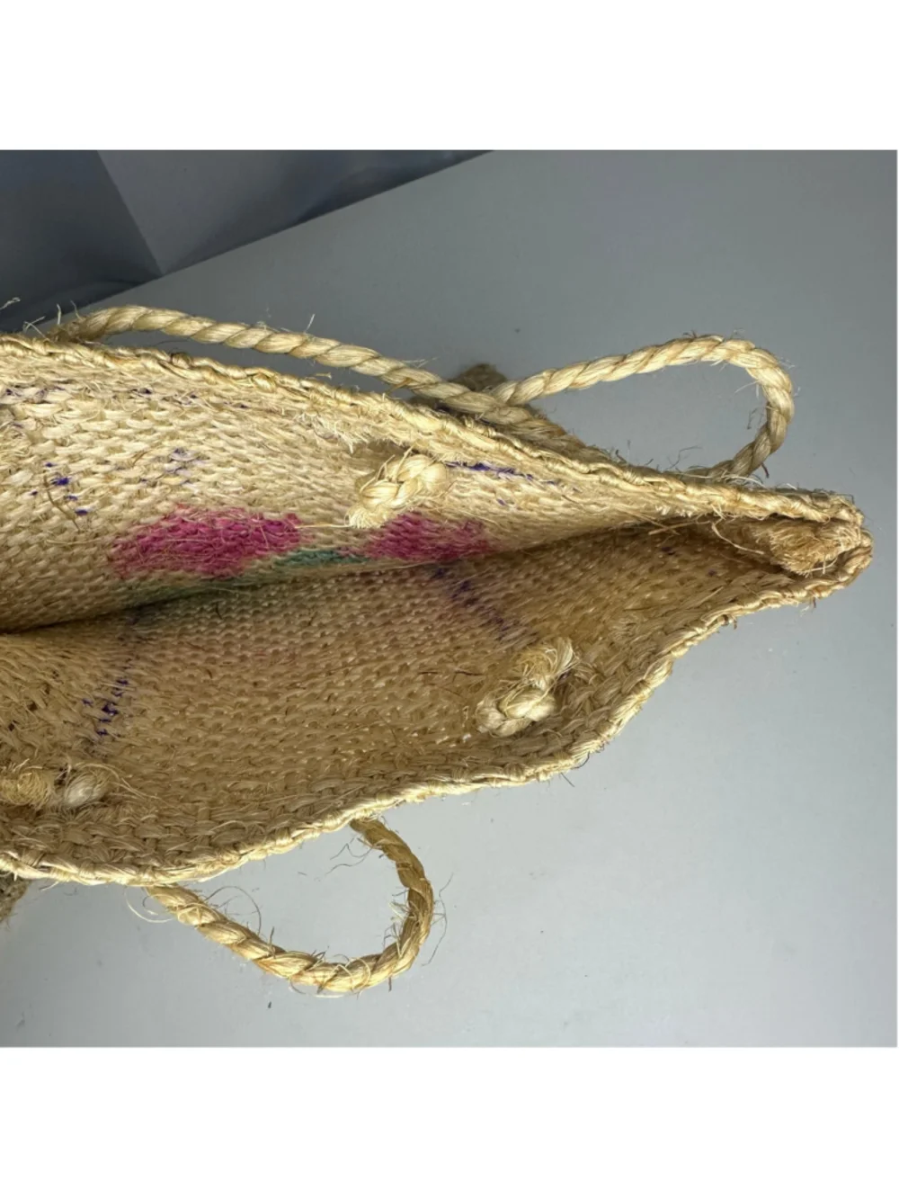 Vintage Set of 2 Hand Woven Bags with Colorful Floral & Butterfly Design